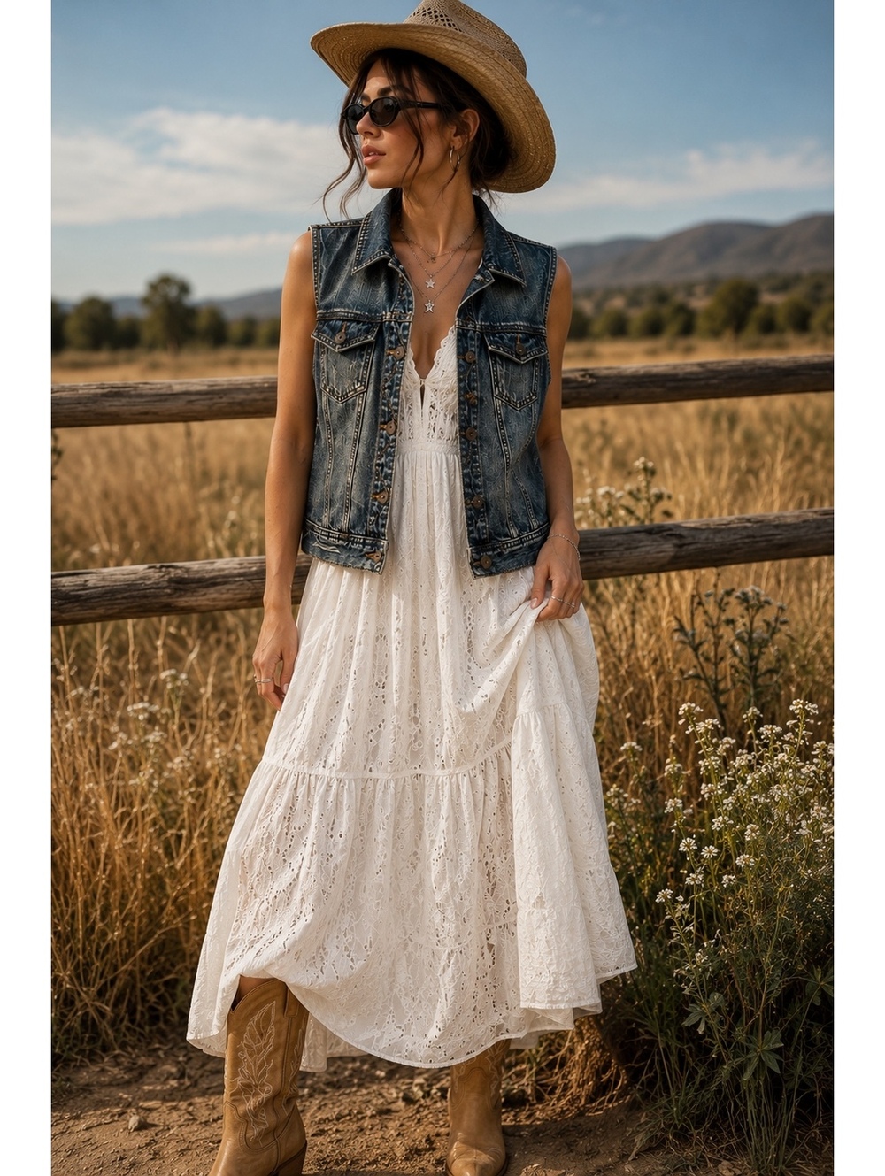Mudd Denim Vest M Coastal Cowgirl Boho Western Festival Jean Jacket 100% Cotton